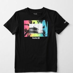Hurley Black Tee with Vibrant Graphic Boys Size Medium